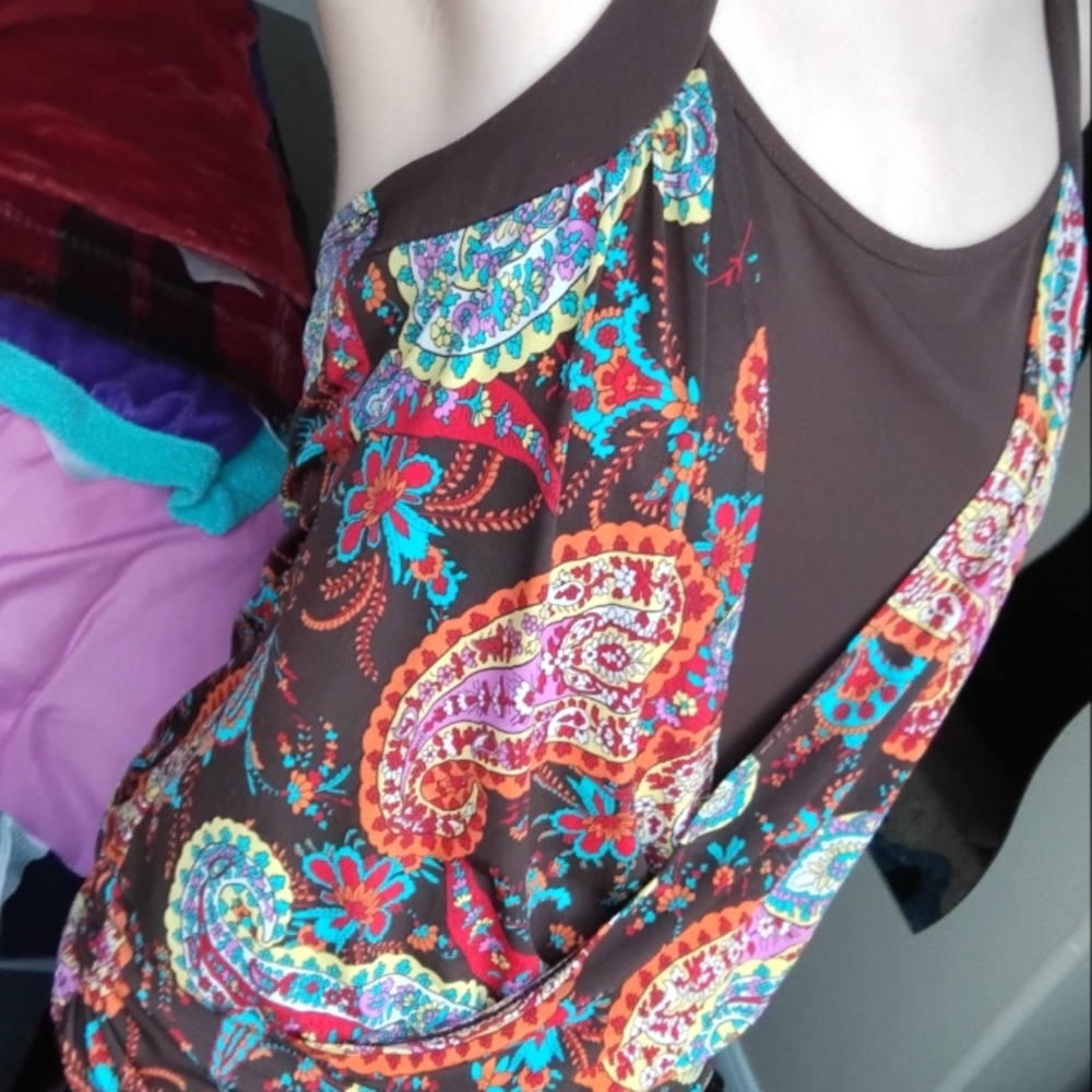 iz Byer California~Brown 2000s Vintage Hippie Halter Top💋💓